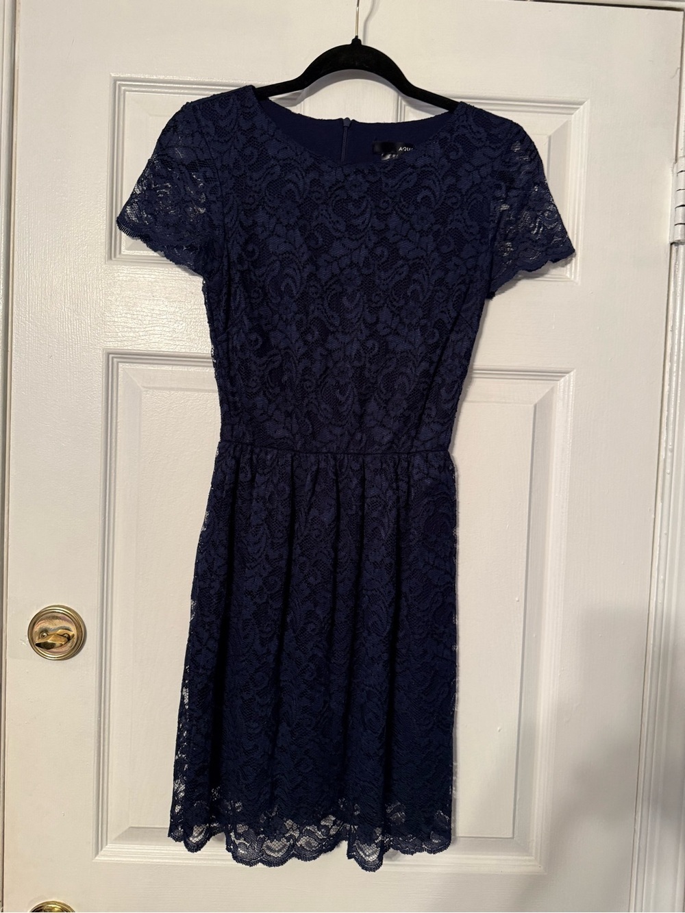 Aqua Navy Lace Mini Dress